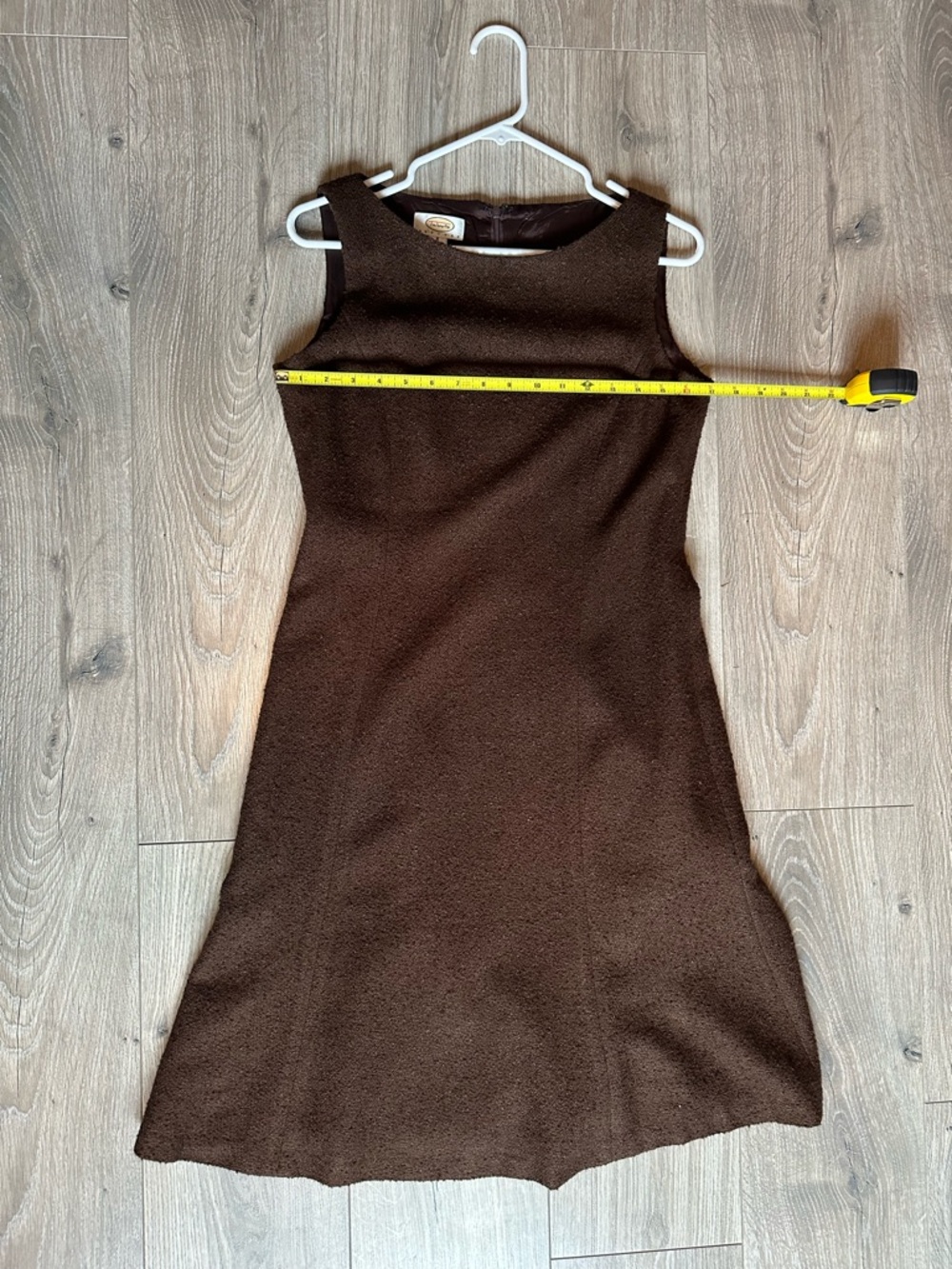 Talbots Petites Chocolate Brown Wool Sleeveless Midi A-Line Dress - Picture 2 of 10